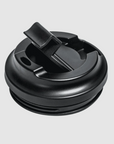 Black plastic lid on a white background