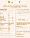 Nutrition info label for Kailo collagen supplement on a white background