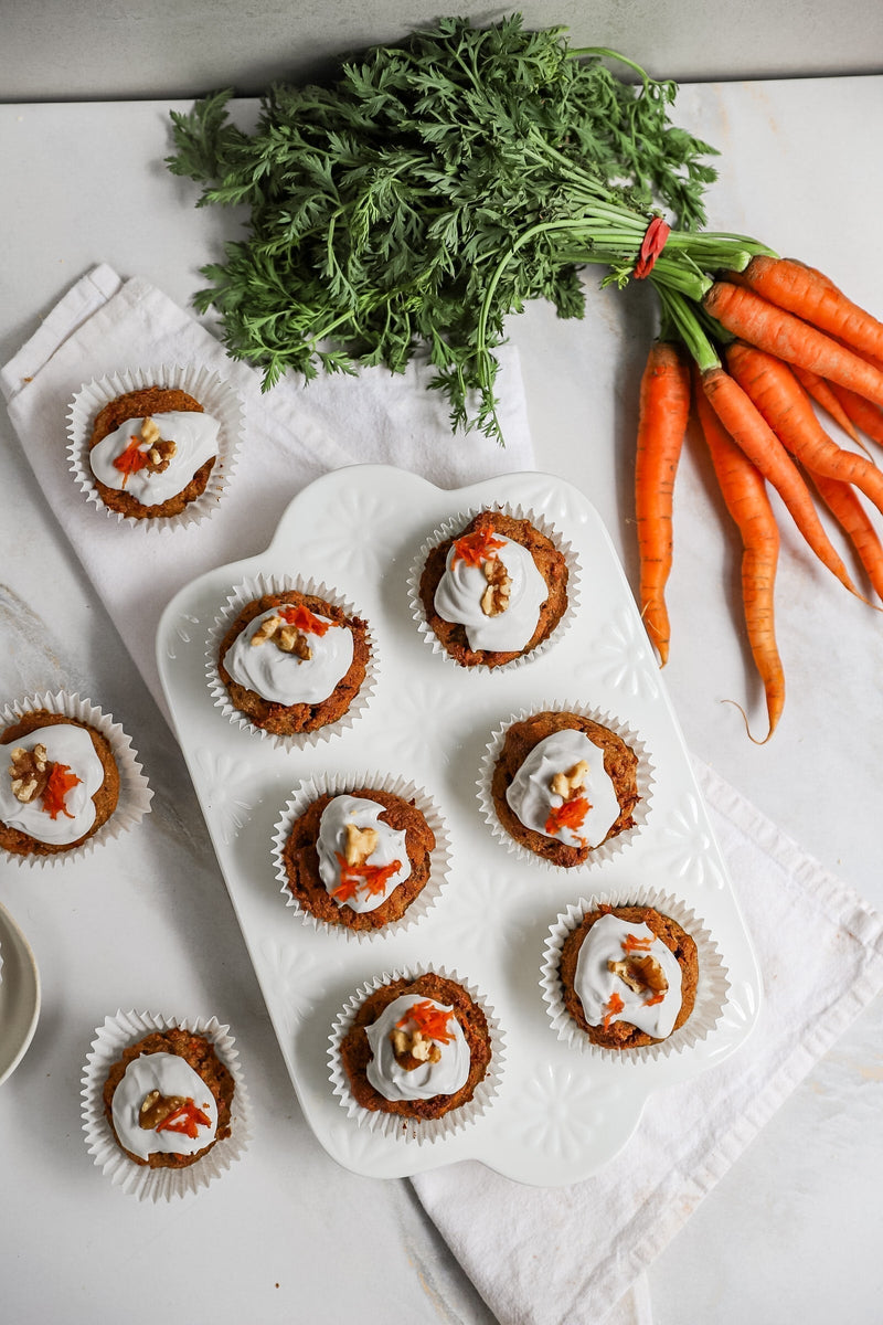 Healthy Carrot Cake Muffins with Vanilla Chai Protein