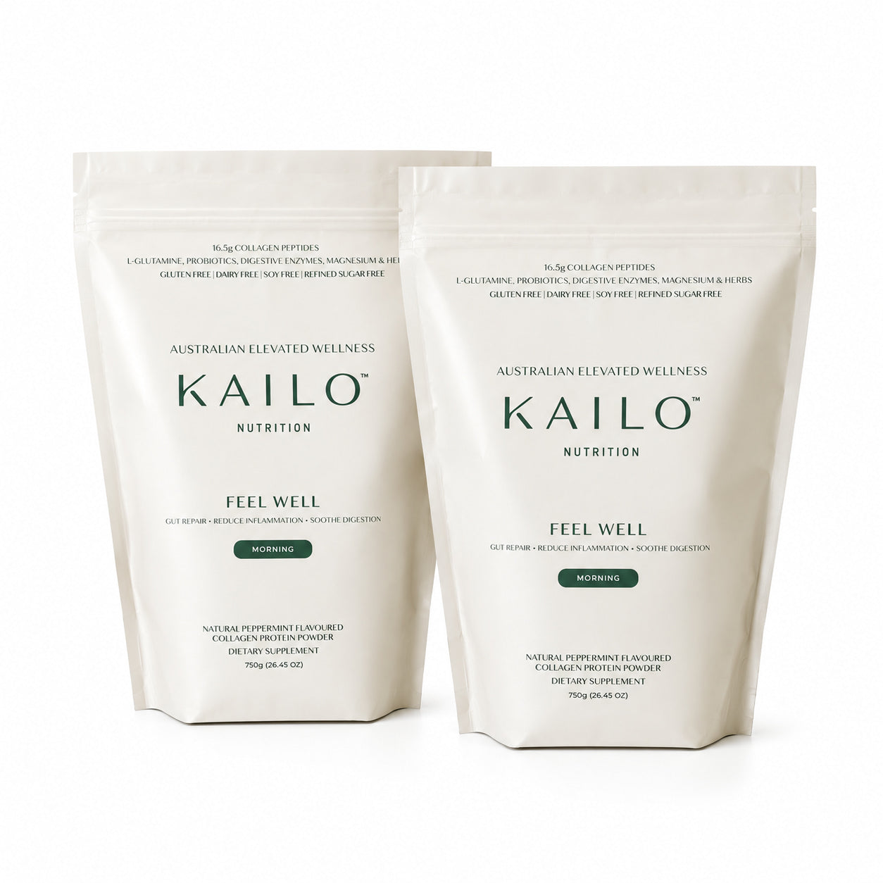 Two packages of Kailo Nutrition Feel Well product on a white background