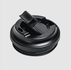 Black plastic lid on a white background
