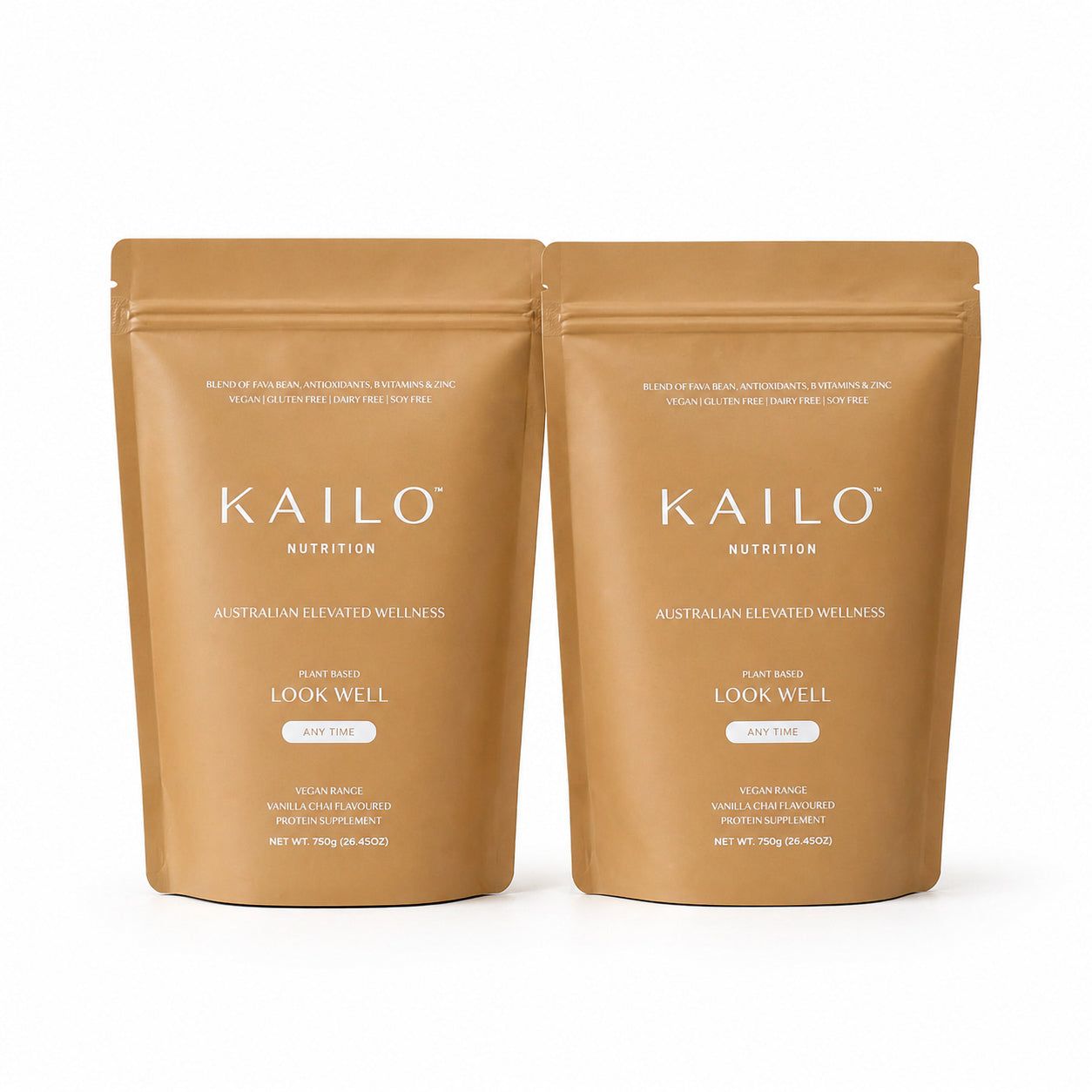 Two brown Kailo Nutrition packages on a white background