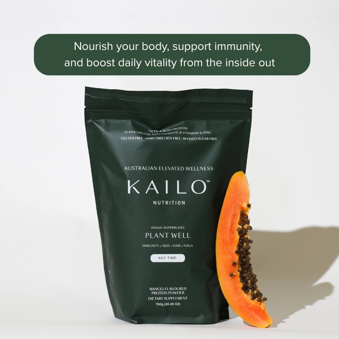 KAILO Nutrition supplement in a package with a papaya on a white background