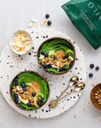 two bowls of smoothie with fruits