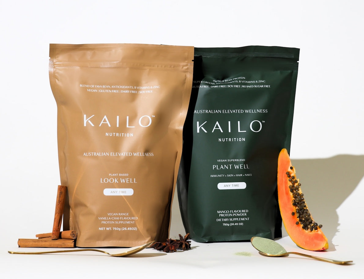 Look Well and Plant Well packages against a while background